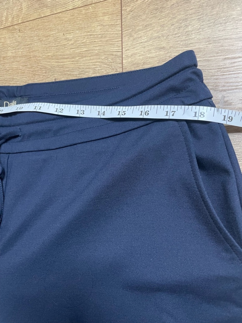 Dalia Navy Stretch Pull-On straight-leg trousers with drawstring waist size L - Picture 9 of 12